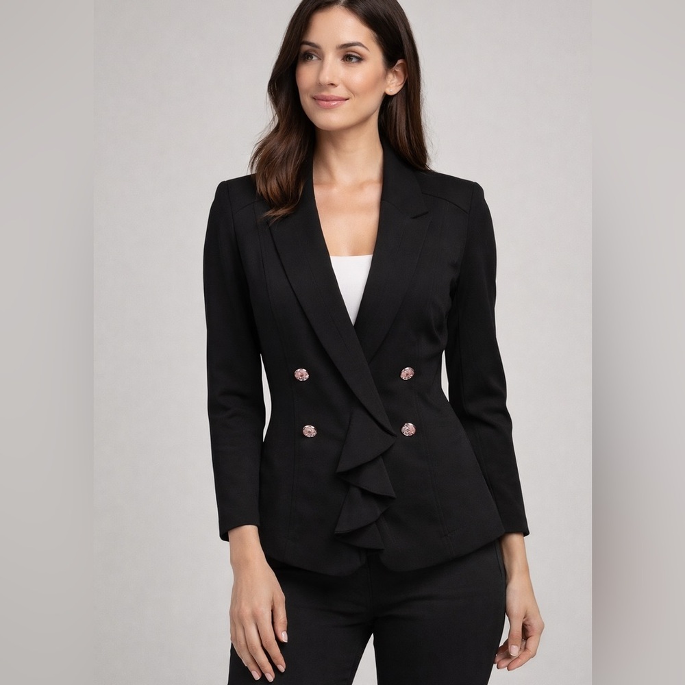 Womens WHBM black jacket gorgeous sz 2 ruffle blazer jacket